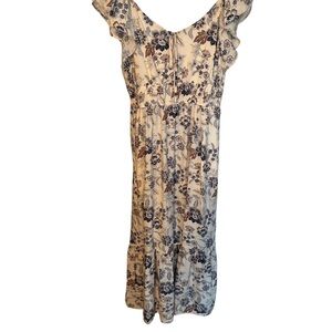 Tahari Floral Print Ruffle Sleeve Dress sz M